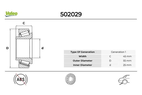 Teker Rulmanı Arka Sağ veya Sol Renault Megane II 3 Kapı (10.2002->)  VALEO 502029