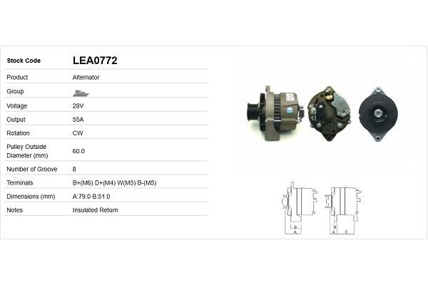 Alternatör  LUCAS ELEKTRIK LEA0772