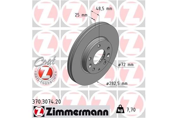 Fren Disk Ayna Ön Sağ ve Sol Mazda 6 Kombi (GY)(01.2002->)  ZIMMERMANN 370.3074.20
