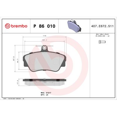 Fren Disk Balata Ön Volvo Serisi 460 (1989->)  BREMBO P 86 010