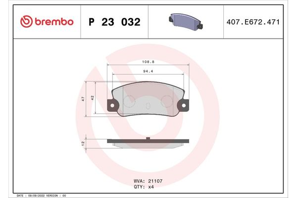 Fren Disk Balata Arka BREMBO P 23 032