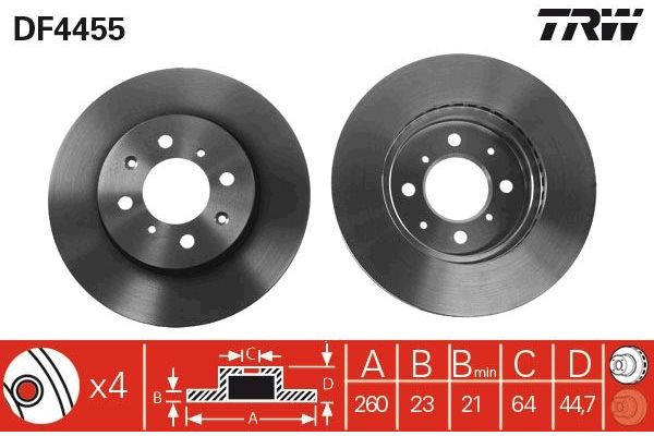 Fren Disk Ayna Ön Sağ ve Sol TRW DF4455