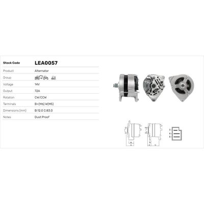 Alternatör  LUCAS ELEKTRIK LEA0057