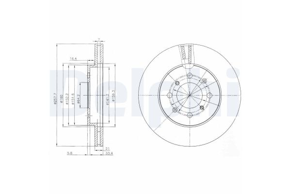 Fren Disk Ayna Ön Sağ ve Sol Honda Jazz (GD1/5)(01.2002->)  DELPHI BG4148C