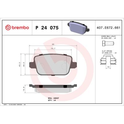 Fren Disk Balata Arka Ford Focus 3/4/5 Kapı (CB4)(2008->)  BREMBO P 24 075
