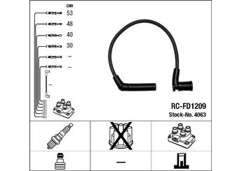 Buji Kablosu  NGK 4063  1212115 1212 115 1213034 1213 034 1214215 1214 215 1214216 1214 216 2S6G12283A2A 2S6G-12283-A2A 2S6G12284A2A 2S6G-12284-A2A XS6F12286B2D XS6F-12286-B2D XS6F12287B2D XS6F-12287-B2D