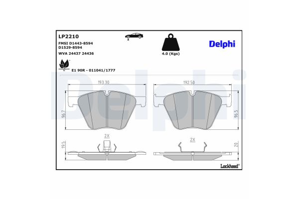 Fren Disk Balata Ön BMW 5 Serisi Gran Turismo (F07)(11.2009->)  DELPHI LP2210