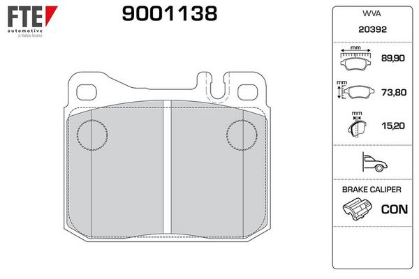 Fren Disk Balata Ön Mercedes S -Serisi 4 Kapı (BM 116)(09.1972->)  FTE 9001138