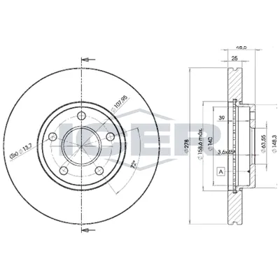 Fren Disk Ayna Ön Sağ ve Sol Ford Focus S.Wagon (CEW)(2014->)  WALBURG WBD1044