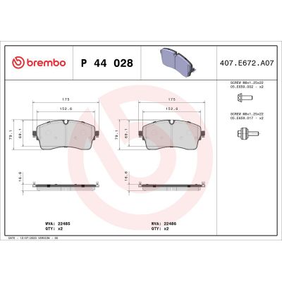 Fren Disk Balata Ön Land Rover Defender (L663)(09.2019->)  BREMBO P 44 028