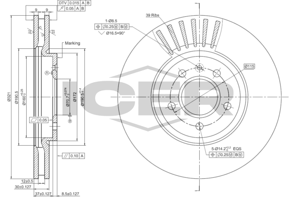 Fren Disk Ayna Ön Sağ ve Sol Opel Astra J GTC Makyajlı (2011->)  RECOVER 5811