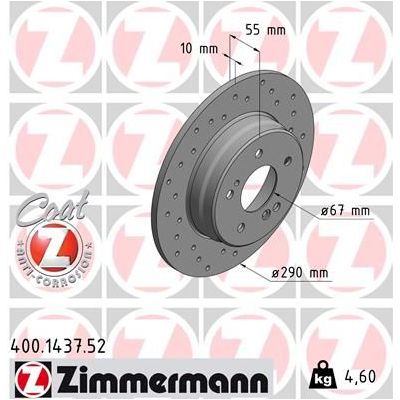 Fren Disk Ayna Arka Sağ ve Sol Mercedes CLK Coupe (BM 209)(03.2002->)  ZIMMERMANN 400.1437.52