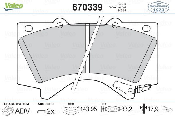 Fren Disk Balata Ön Toyota Land Cruiser (J15)(2009->)  VALEO 670339