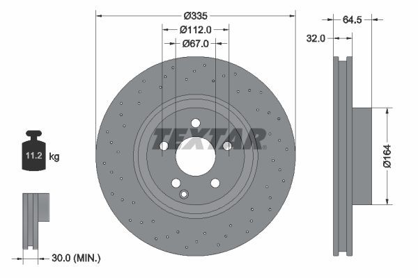 Fren Disk Ayna Ön Sağ ve Sol Mercedes S -Serisi Sedan (BM 221)(06.2005->)  TEXTAR 92171905