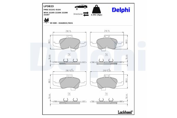 Fren Disk Balata Ön Audi TT Coupe (FV3)(10.2014->)  DELPHI LP3823