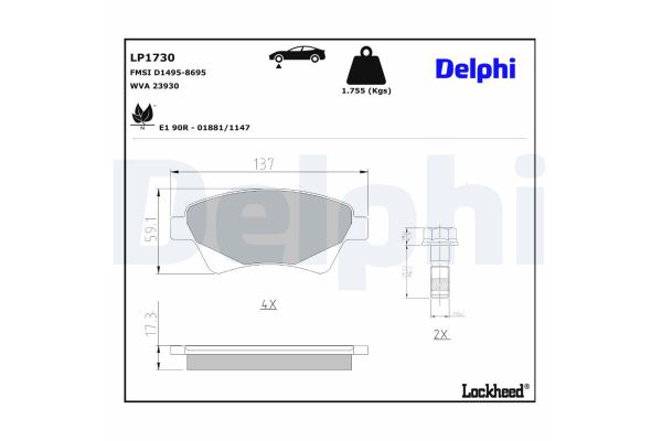 Fren Disk Balata Ön DELPHI LP1730