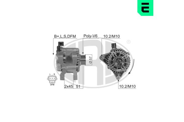 Alternatör  Ford Fusion (CBK)(2002->)  ERA 210360A