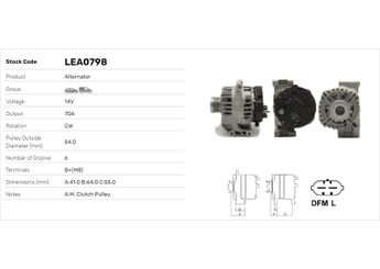 Alternatör  LUCAS ELEKTRIK LEA0798  1204426 13222933 13222934 13256933 6204257