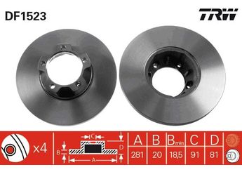 Fren Disk Ayna Ön Sağ ve Sol TRW DF1523  DF1523 281615283A 281 615 283 A