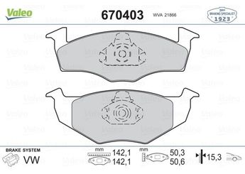 Fren Disk Balata Ön VALEO 670403  1HM698151 1H0698151B JZW698151E