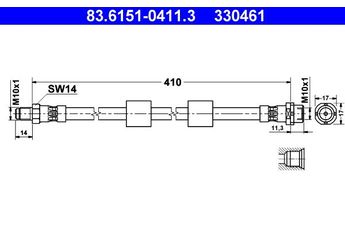 Fren Hortumu Ön Sağ veya Sol ATE 83.6151-0411.3  34301165249