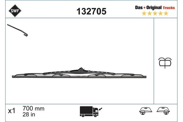 Silecek Süpürgesi Ön Universal Tip 700 mm - 28 inç SWF 132705
