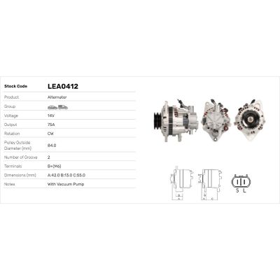 Alternatör  LUCAS ELEKTRIK LEA0412