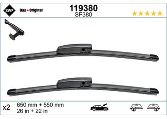 Silecek Süpürgesi Ön Muz Tip 650/550 mm - 26/22 inç SWF 119380  7711230011