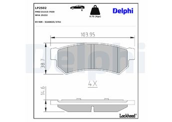 Fren Disk Balata Arka DELPHI LP2502  LP2502 42794394 96800088 96800089 SC93723746 4605A998 4605B805 4605B914