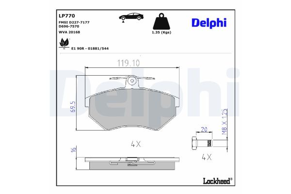 Fren Disk Balata Ön Volkswagen Jetta II (165/167)(01.1984->1992)  DELPHI LP770