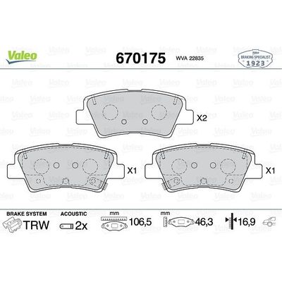 Fren Disk Balata Arka VALEO 670175
