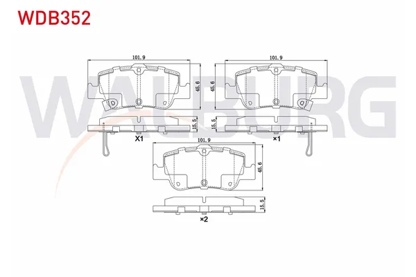 Fren Disk Balata Arka Toyota Auris Touring Sports (E18)(03.2013->)  WALBURG WDB352