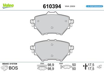 Fren Disk Balata Arka VALEO 610394  610394 1678167980 155258781 1609000680 1619790880 1636413980 1693587280 95525378 1617535380 SU001A8499 SU001-A8499 SU001B3838 SU001-B3838 SU001C2223