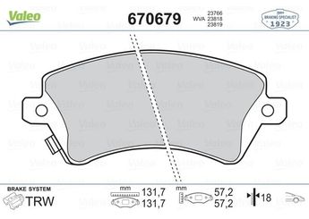 Fren Disk Balata Ön VALEO 670679  446502061 446502130 WVA23766 04465-02061 04465-02130 4465YZZDC 04465-YZZDC