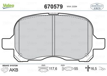 Fren Disk Balata Ön VALEO 670579  446512540 04465-12540 446502050 04465-02050 446502010 04465-02010 446502040 04465-02040 446512140 04465-12140 446512240 04465-12240 446512520 04465-12520 0446512140 0446512240