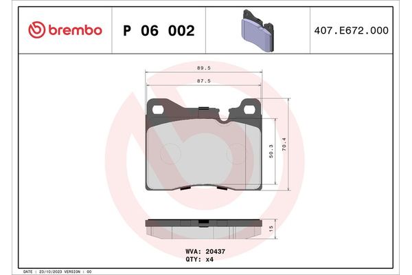 Fren Disk Balata Ön BMW 5 Serisi Sedan (E12)(1974->)  BREMBO P 06 002