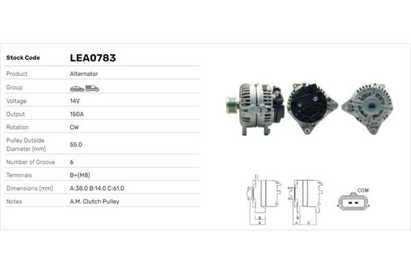 Alternatör  LUCAS ELEKTRIK LEA0783