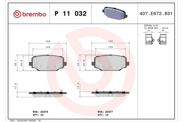 Fren Disk Balata Arka BREMBO P 11 032