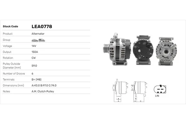 Alternatör  LUCAS ELEKTRIK LEA0778