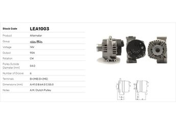 Alternatör  LUCAS ELEKTRIK LEA1003  LEA1003 1571296 46823546 46823547 51784845 51784847 51787209 51805800 51805803 51854905 51854910 51854915 51984055 55185076 703000096 1571297 9S5110346CB 9S5110346DB 13117279 13117279YQ 13283344 6204181 6204191 6204261 6204291 63358061 93169024 3140085E00 31400-85E00 31400T85E00 31400-T85E00