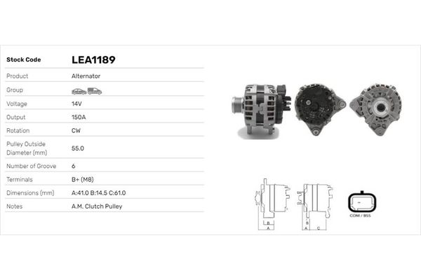Alternatör  LUCAS ELEKTRIK LEA1189