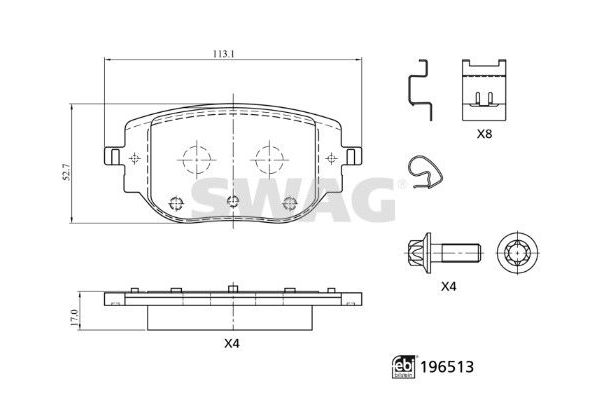 Fren Disk Balata Arka Citroen Jumpy Combi (06.2016->)  SWAG 33 11 2200