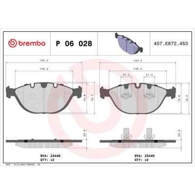 Fren Disk Balata Ön BMW X5 Serisi (E53)(2000->)  BREMBO P 06 028