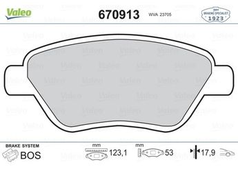 Fren Disk Balata Ön VALEO 670913  55175317 77362179 77362548 77363035 77363992 77364517 9948037 9949556