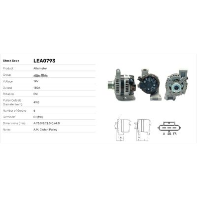 Alternatör  LUCAS ELEKTRIK LEA0793