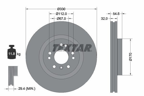 Fren Disk Ayna Ön Sağ ve Sol Mercedes ML -Serisi (BM 164)(03.2005->)  TEXTAR 92150605