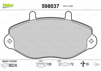 Fren Disk Balata Ön VALEO 598037  1074972 1134159 5028764 1301592 6197739 6965580 7018203 92VB2K021BB 92VB-2K021-BB 92VB2K021BC 92VB-2K021-BC 92VB2K021BD 92VB-2K021-BD 92VB2K021BE 92VB-2K021-BE 93VX2K021BA 93VX-2K021-BA 93VX2K021BB 93VX-2K021-BB