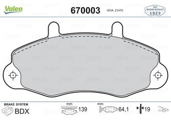 Fren Disk Balata Ön VALEO 670003  93VX2K021AB 1074971 1134158 1301589 5028763 6197738 6965579 7018202 92VB2K021AB 92VB-2K021-AB 92VB2K021AC 92VB-2K021-AC