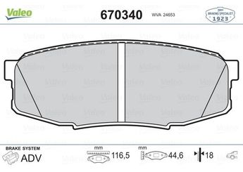 Fren Disk Balata Arka VALEO 670340  446660120 04466-60120 446660160 04466-60160 0446660120 0446660160 446660161 0446660161 446602340 0446602340 44660C010 044660C010 4466YZZE9 04466YZZE9