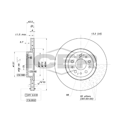 Fren Disk Ayna Ön Sağ ve Sol Fiat Egea (357) HB / CROSS (2016->)  RECOVER 5914